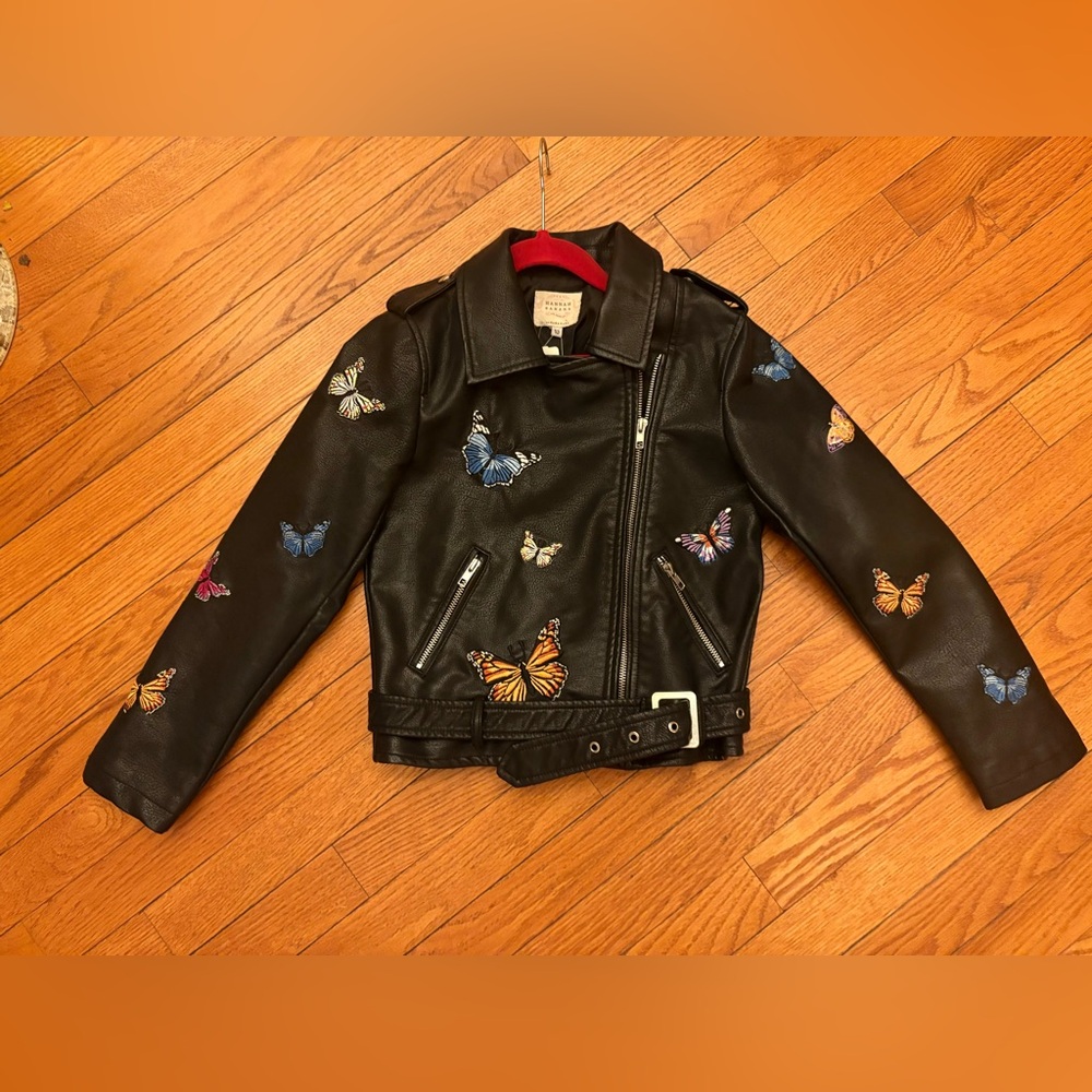 Hannah Black Kids Jacket with Butterfly Accents